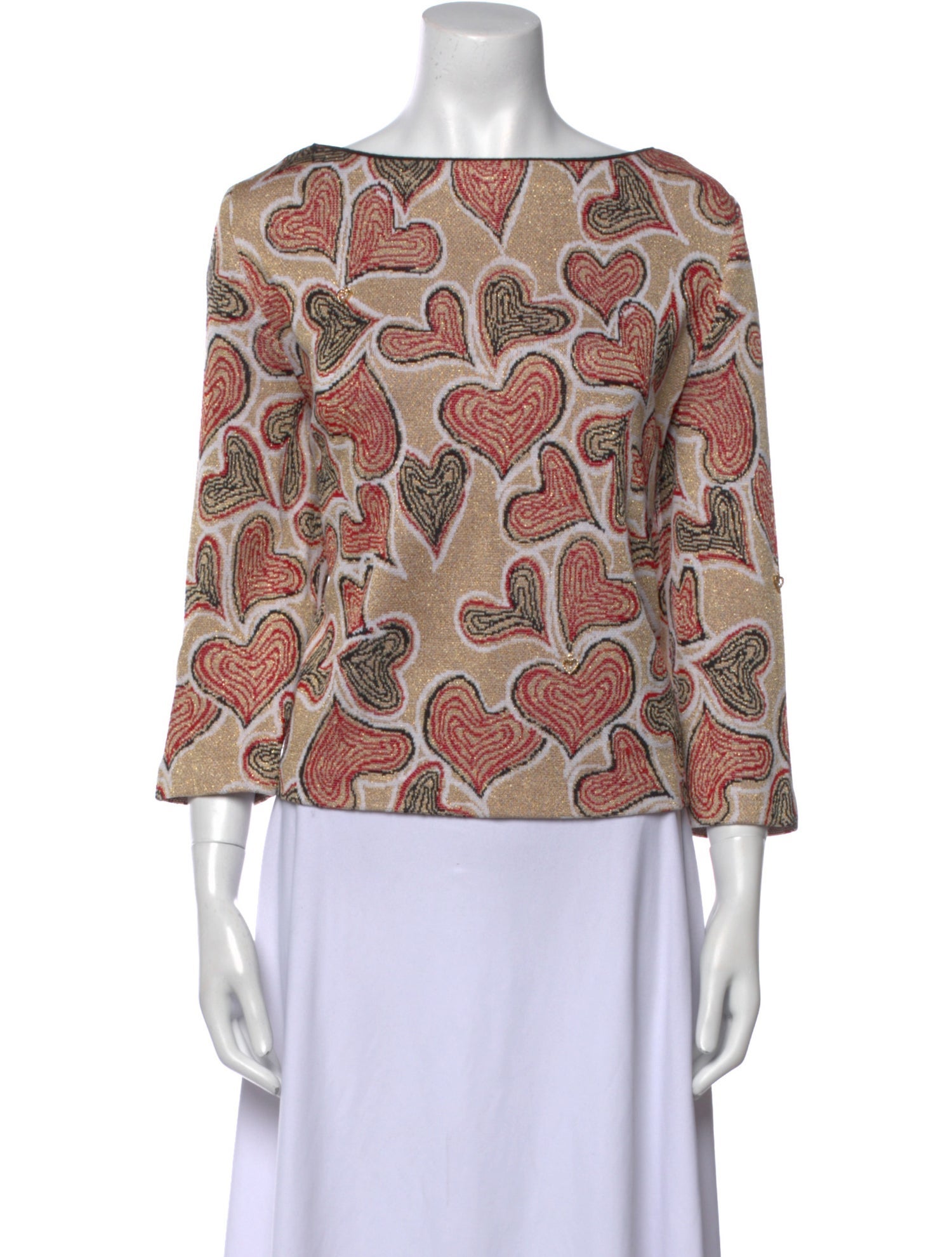 St. John Sport Printed Bateau Neckline Sweater