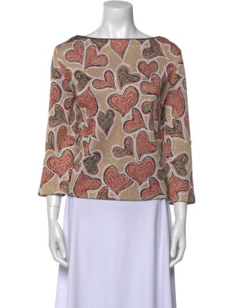 St. John Sport Printed Bateau Neckline Sweater