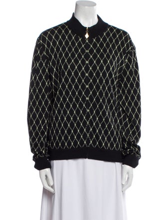 St. John Sport Wool Printed Bomber Jacket