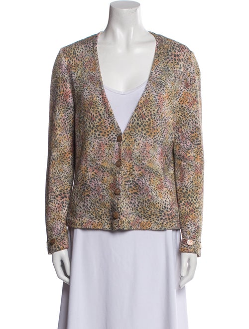 St. John Sport Printed V-Neck Sweater