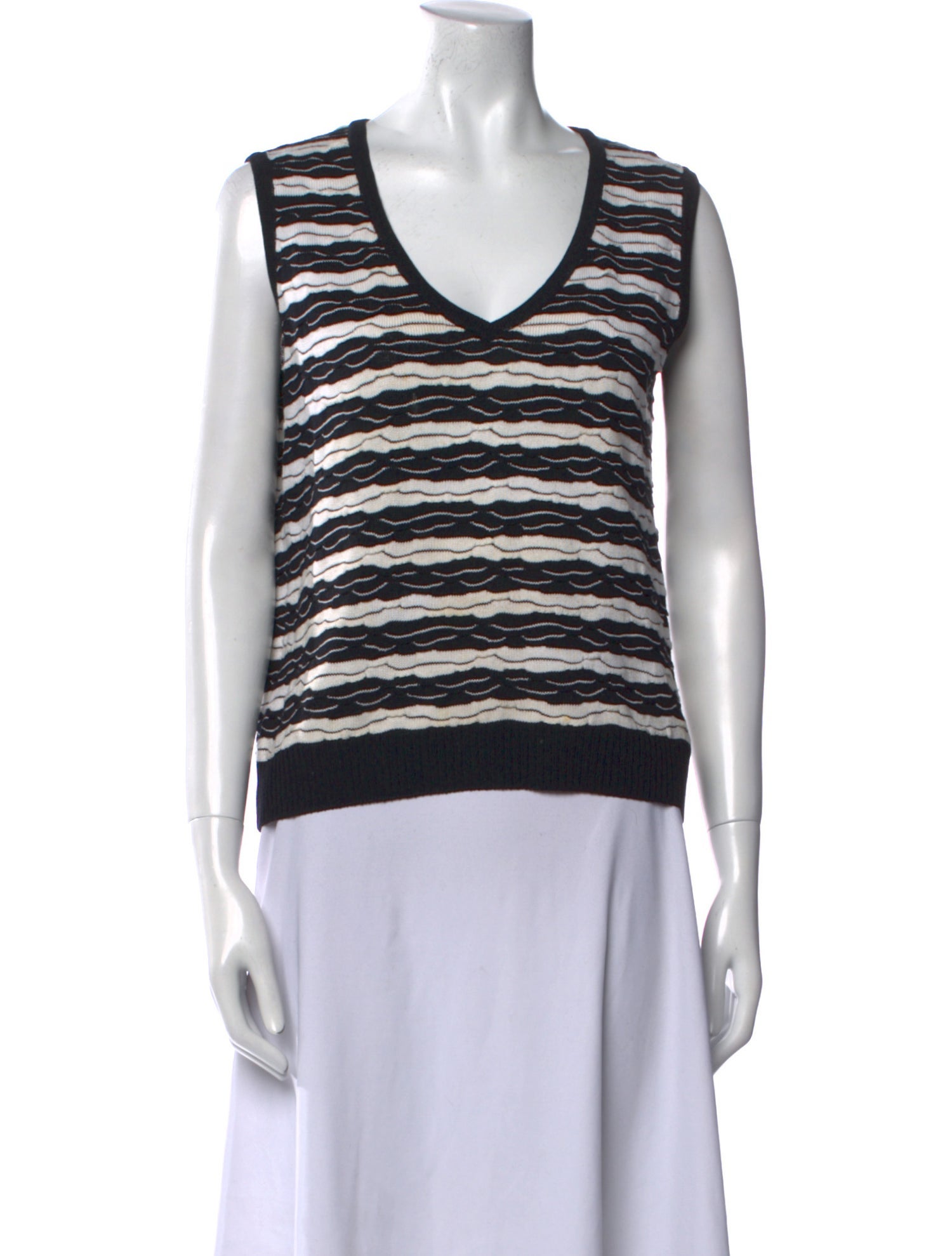 St. John Sport Striped V-Neck Sweater