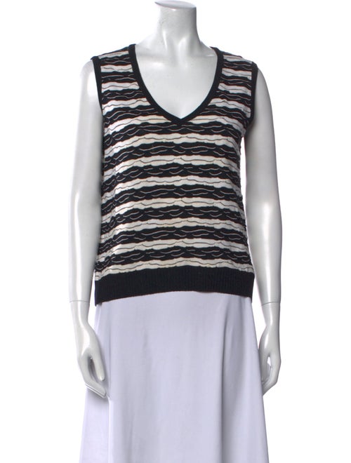 St. John Sport Striped V-Neck Sweater