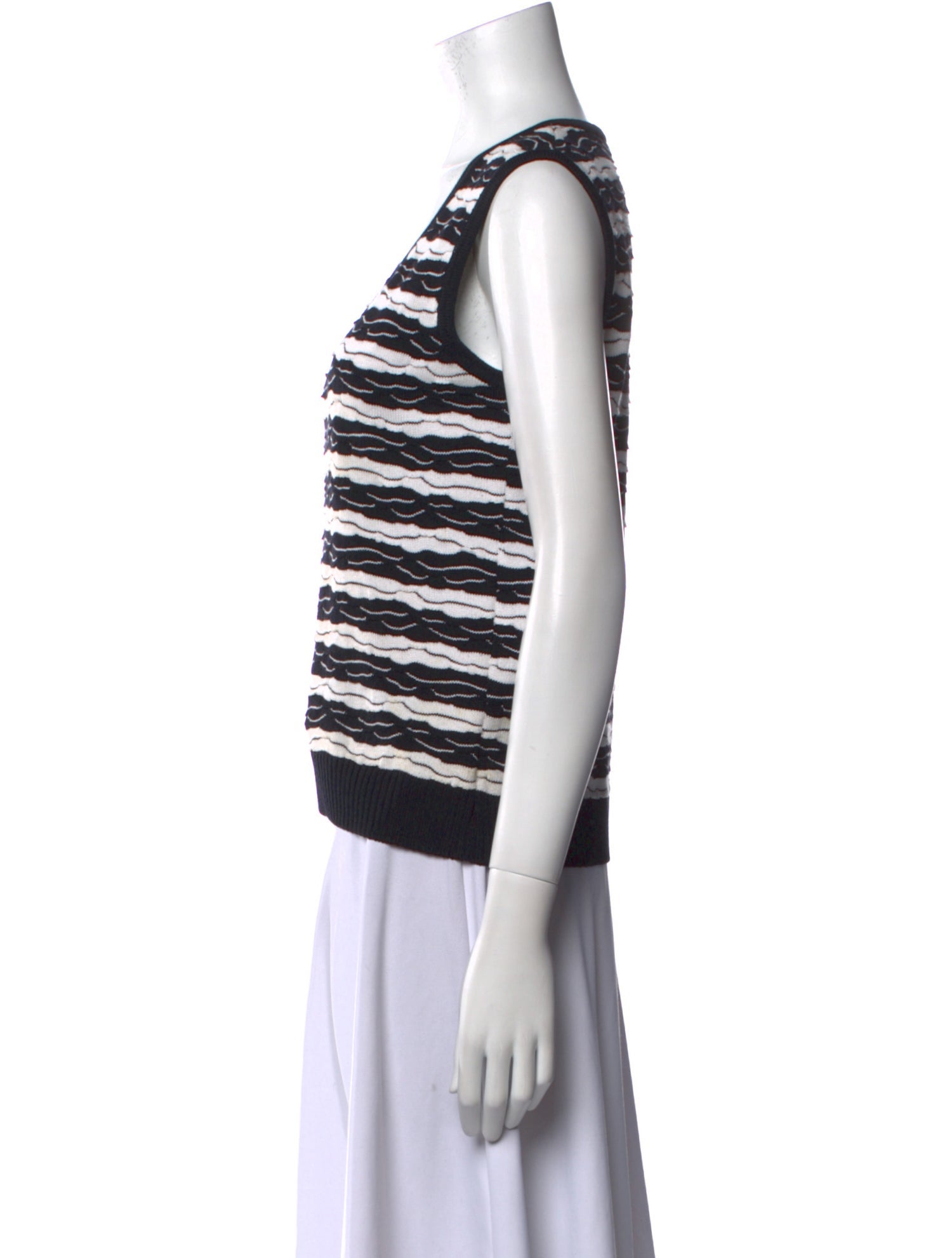 St. John Sport Striped V-Neck Sweater