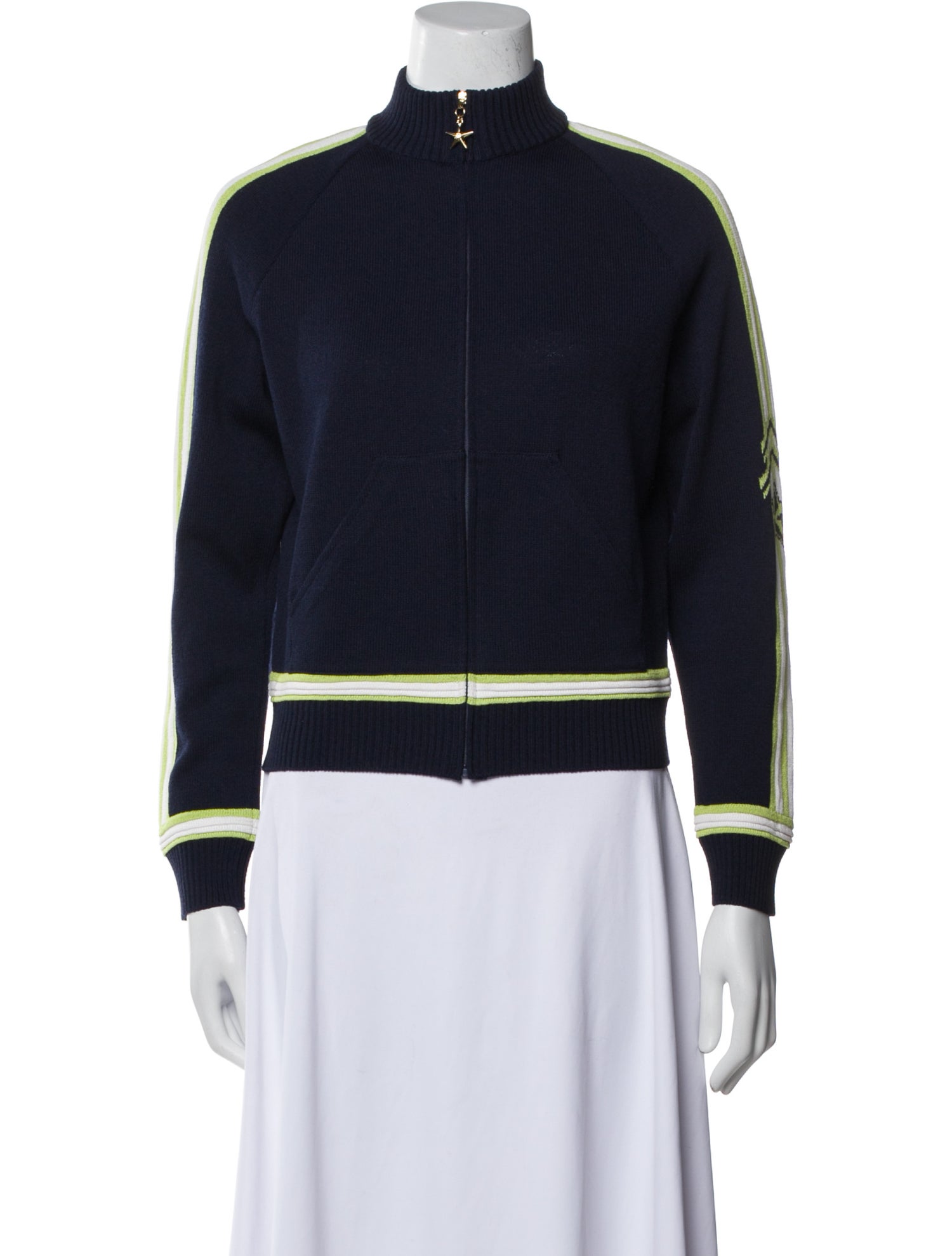 St. John Sport Wool Striped Bomber Jacket