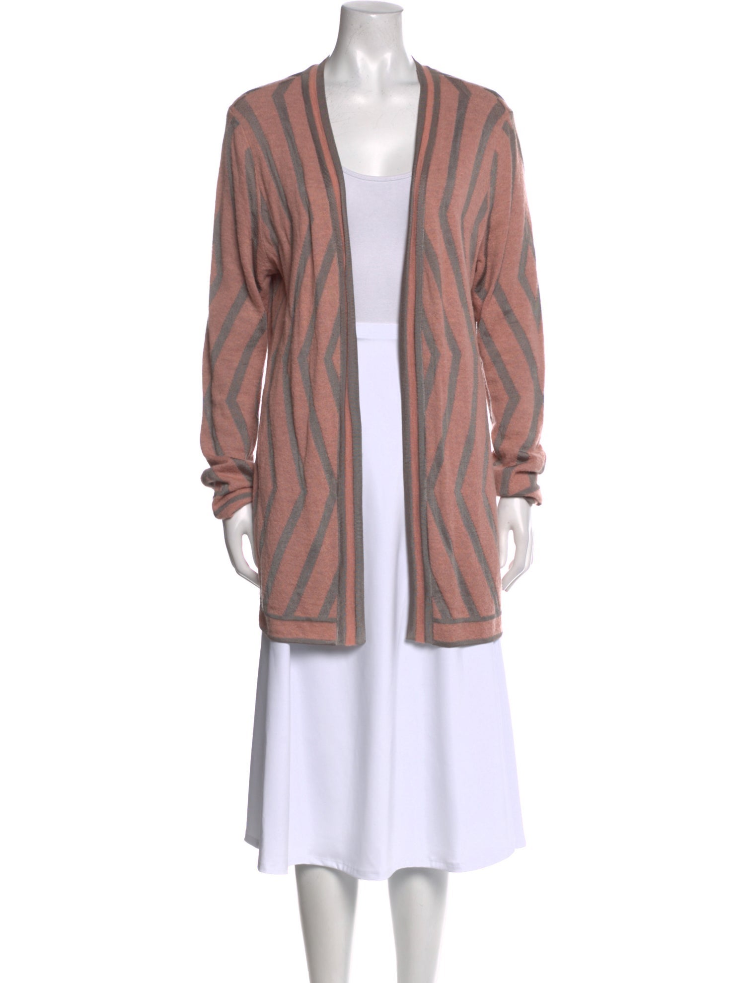 St. John Sport Striped Open Front Sweater