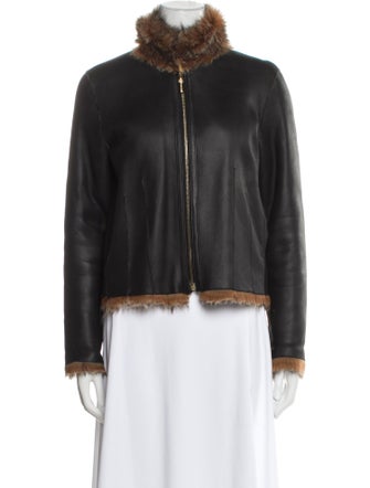 St. John Sport Leather Faux Fur Jacket