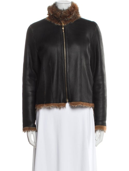 St. John Sport Leather Faux Fur Jacket