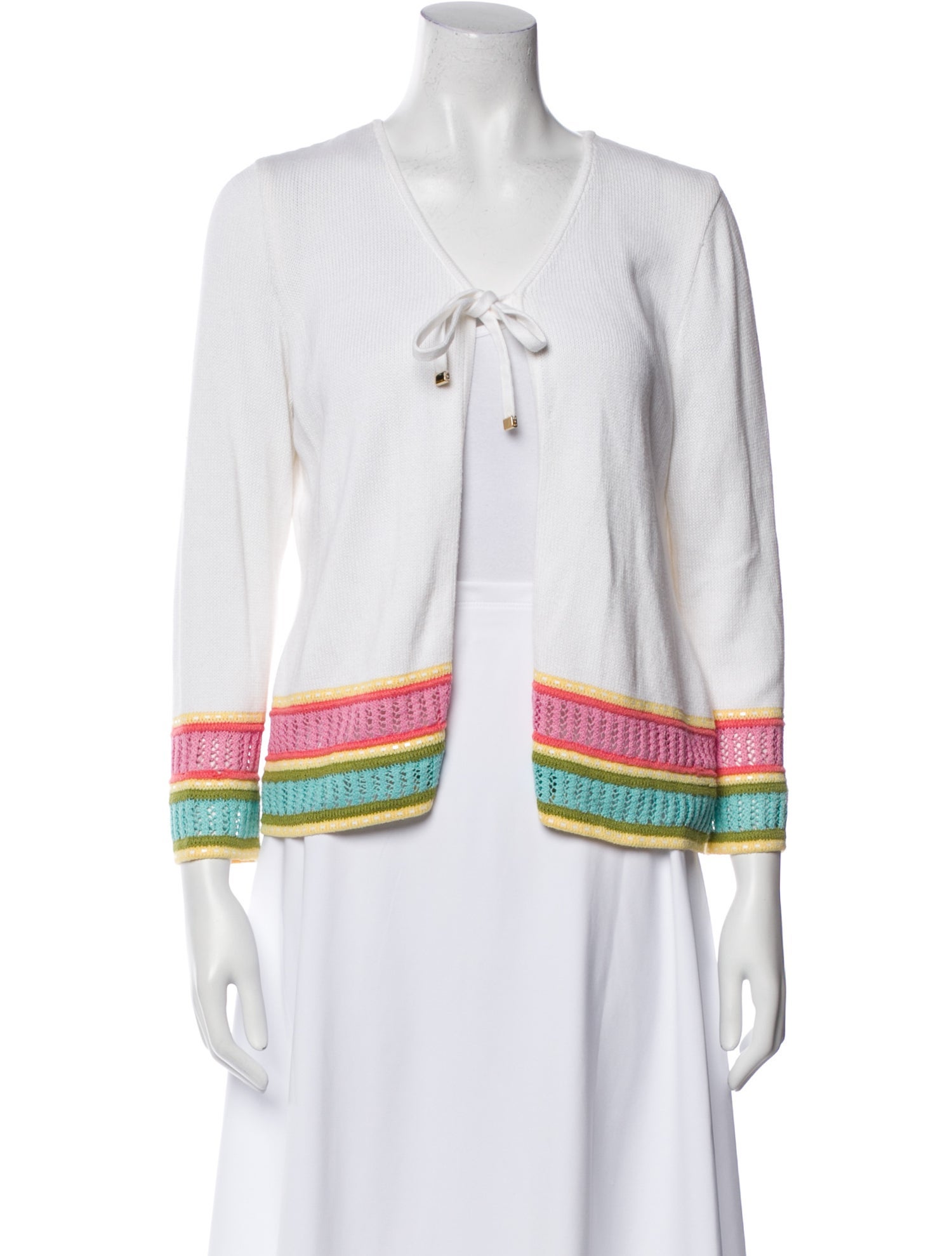 St. John Sport Striped V-Neck Sweater