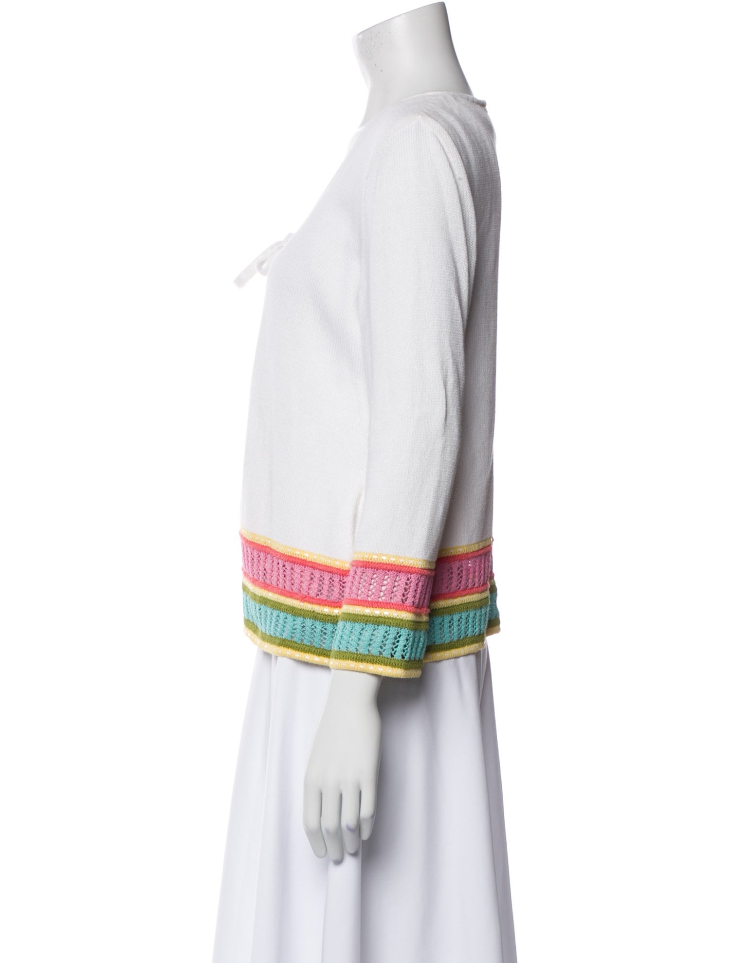 St. John Sport Striped V-Neck Sweater