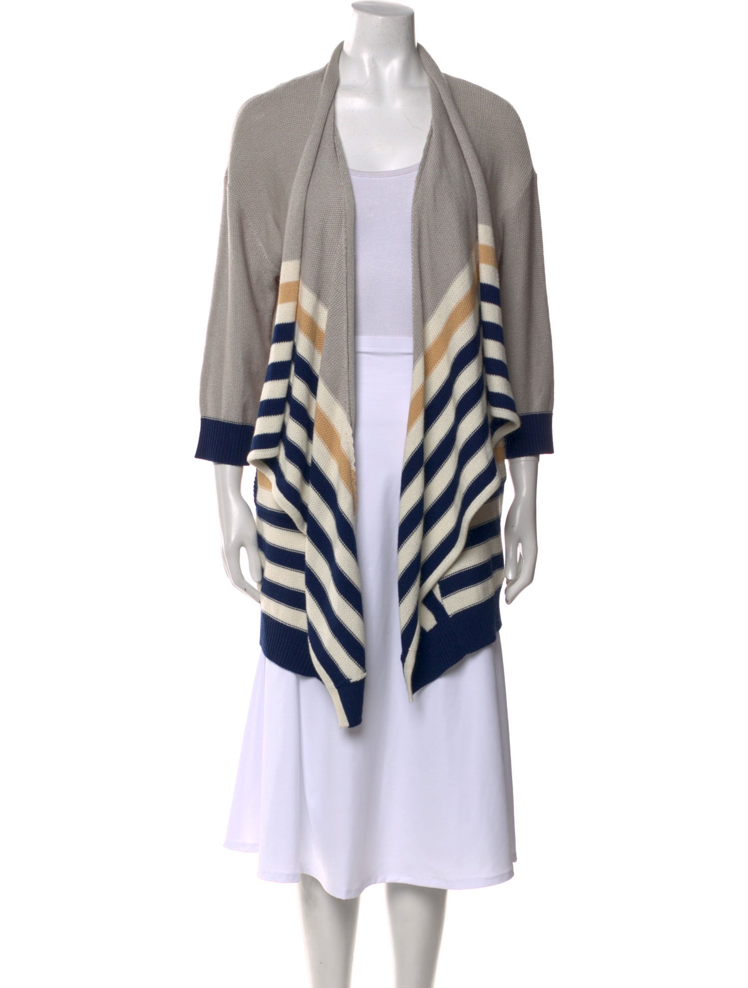 St. John Sport Striped Open Front Sweater