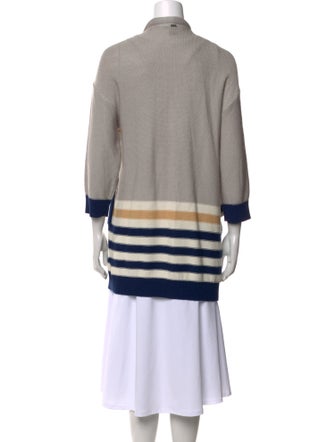 St. John Sport Striped Open Front Sweater