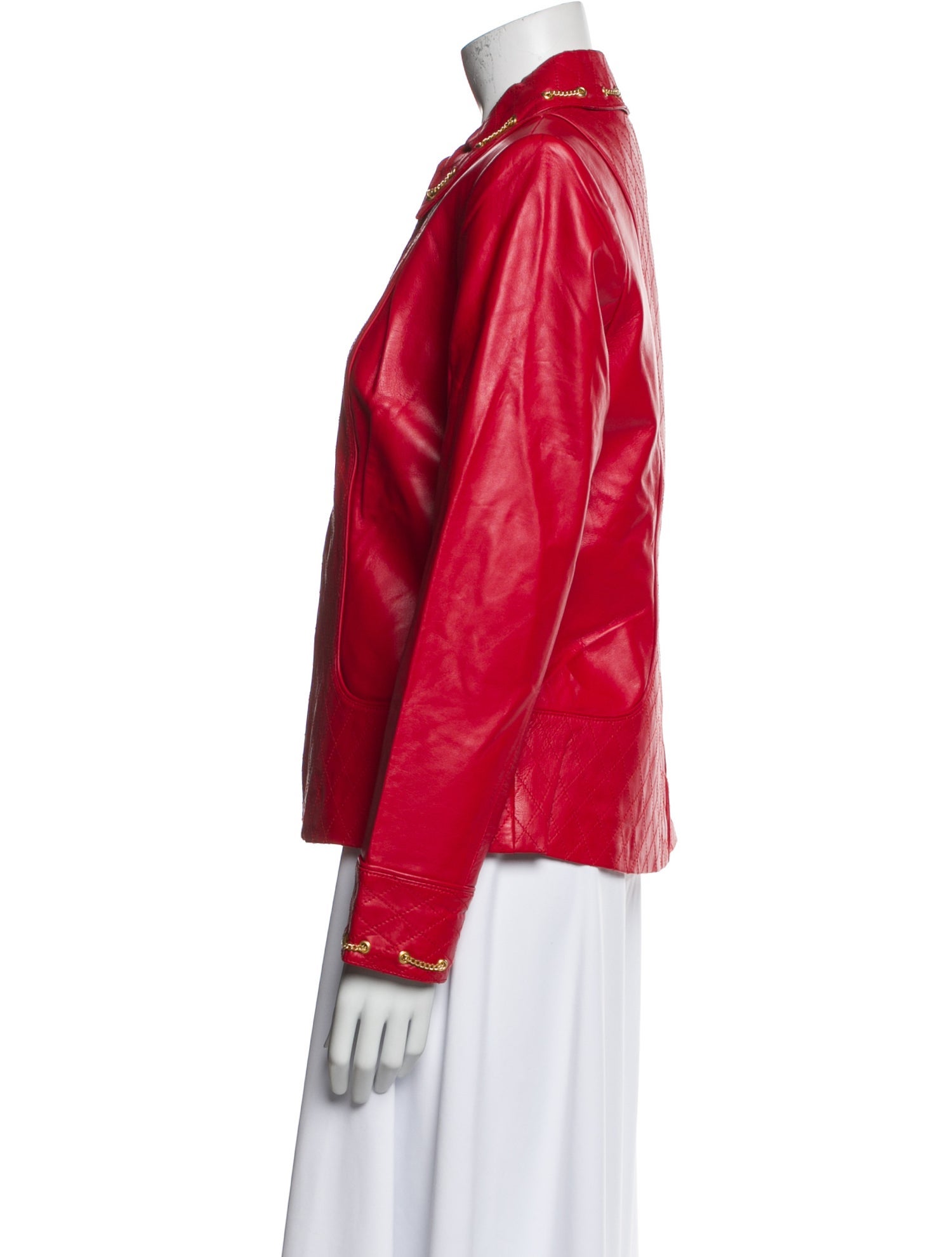 St. John Sport Lamb Leather Biker Jacket