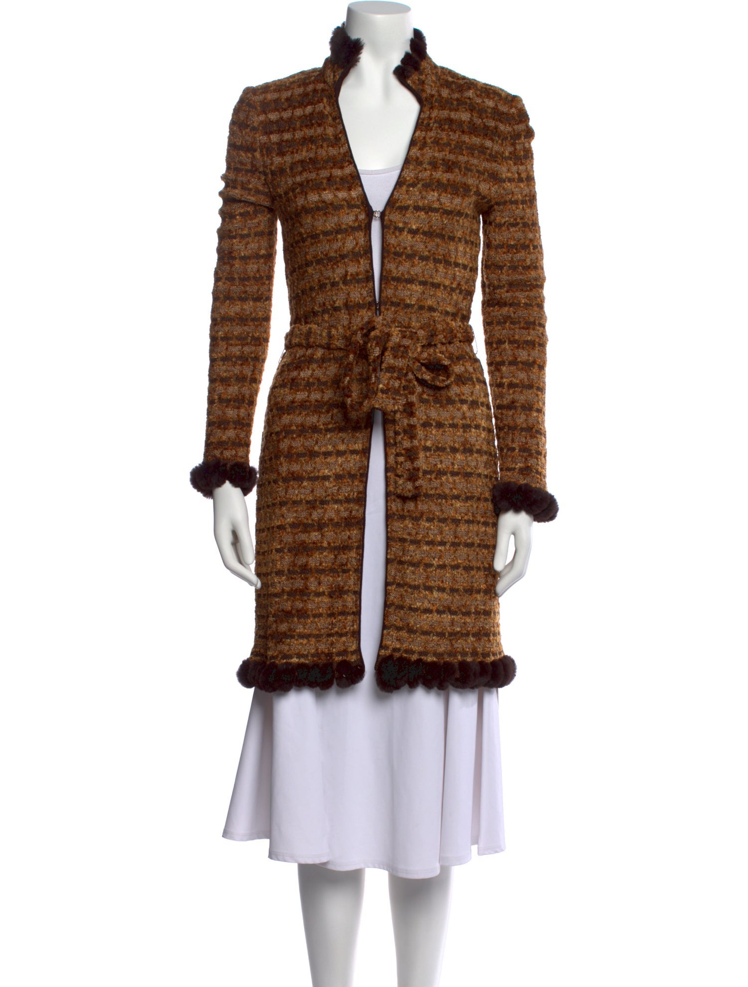 St. John Sport Striped Open Front Sweater