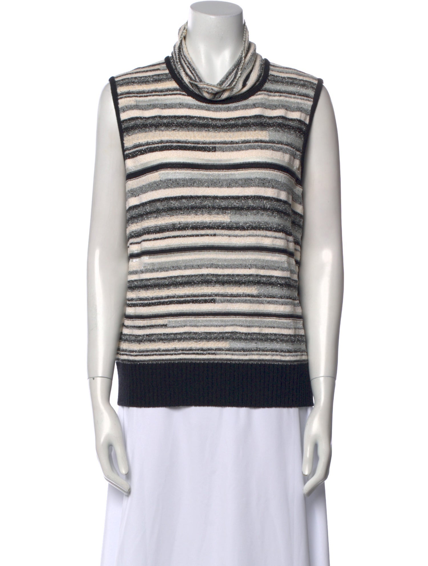St. John Sport Striped Cowl Neck Sweater
