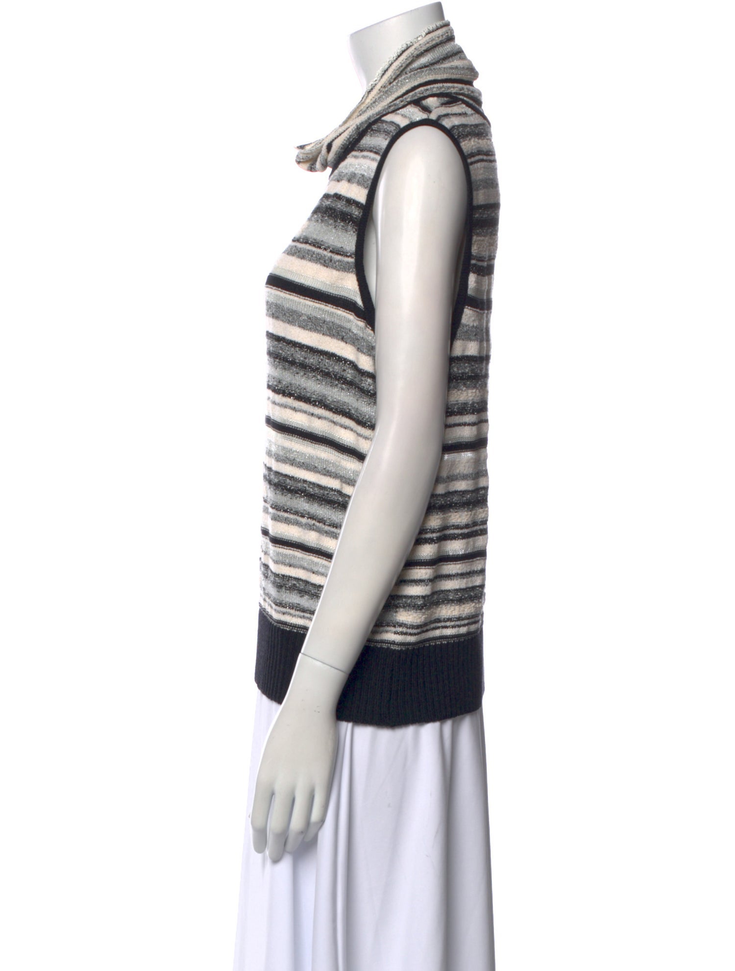 St. John Sport Striped Cowl Neck Sweater