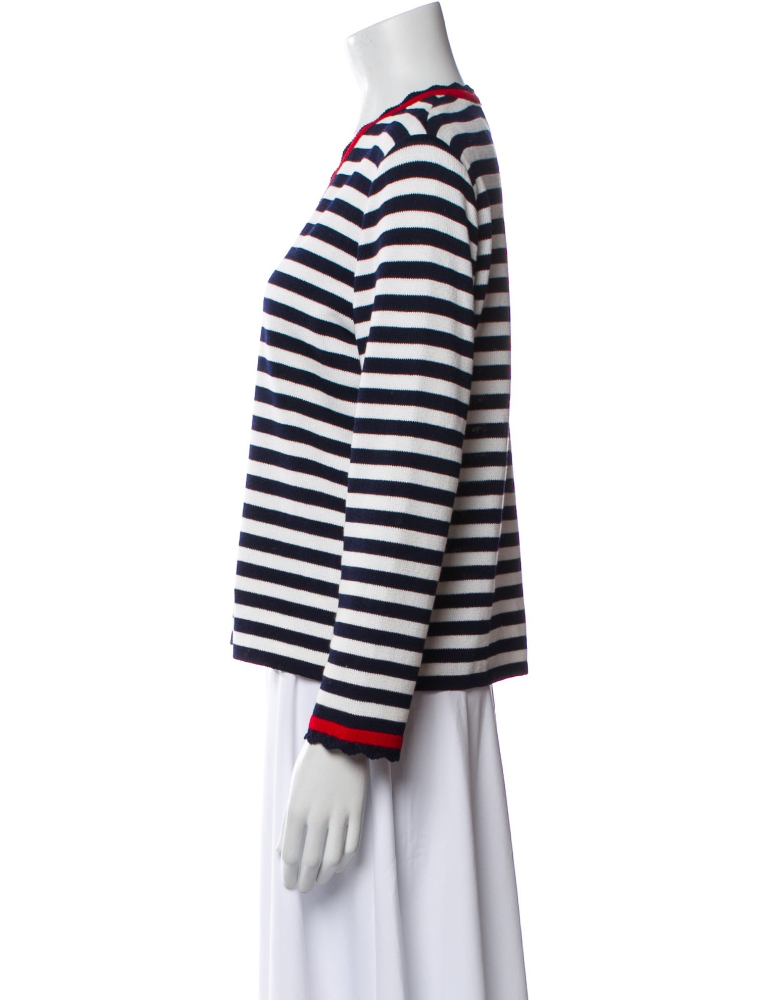 St. John Sport Striped V-Neck Sweater