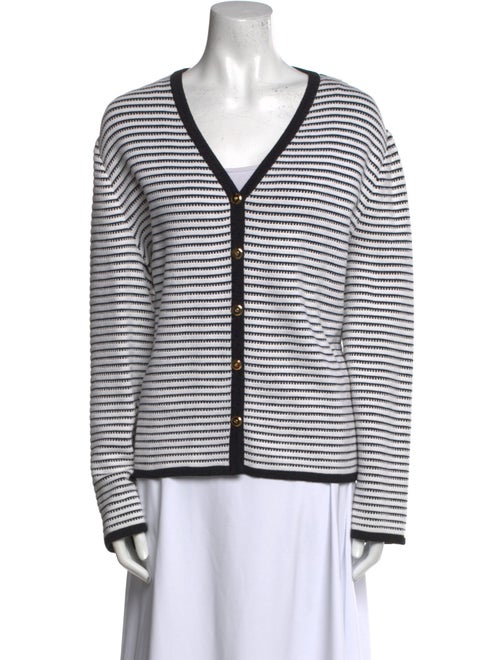St. John Sport Striped V-Neck Sweater