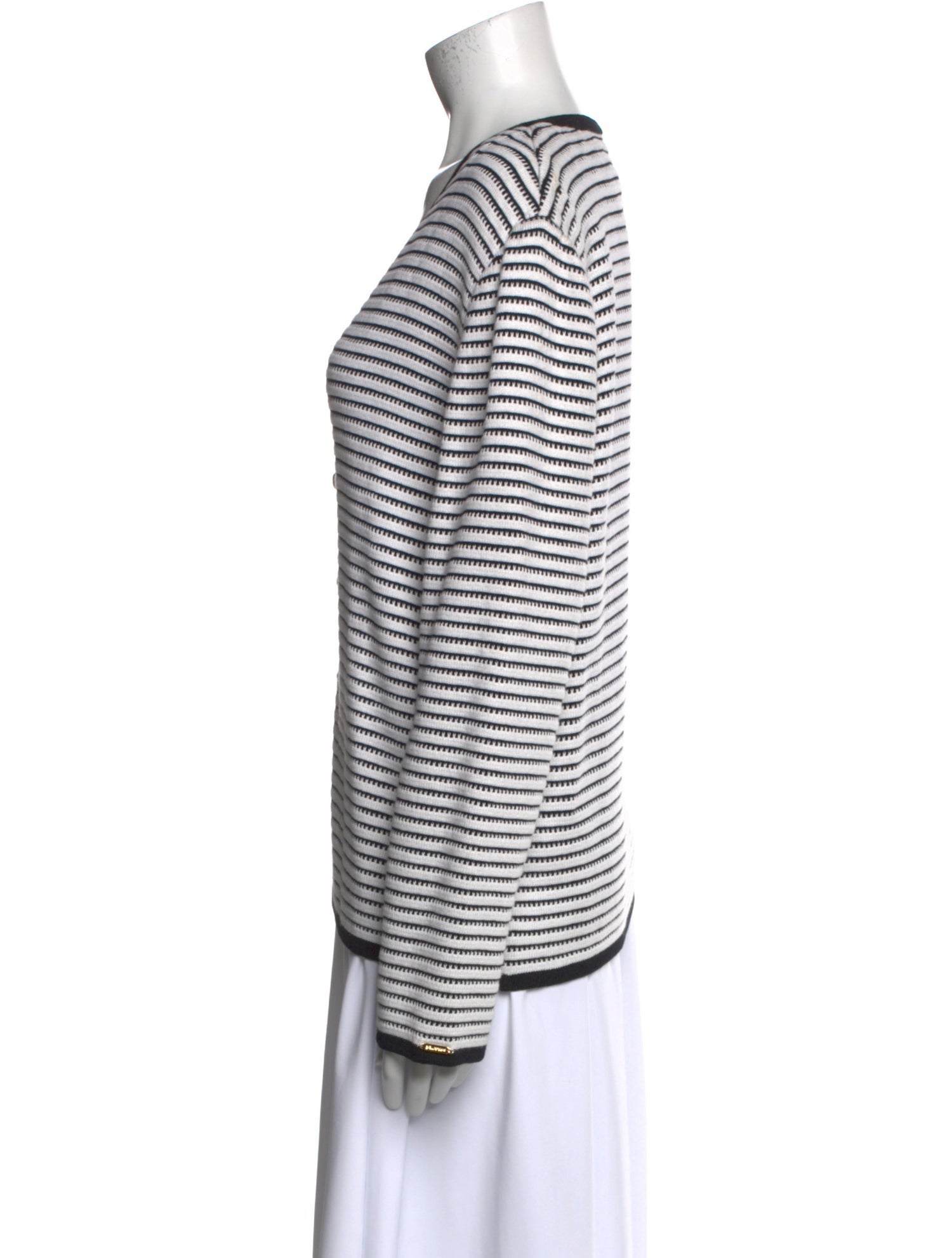 St. John Sport Striped V-Neck Sweater