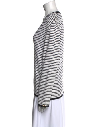 St. John Sport Striped V-Neck Sweater