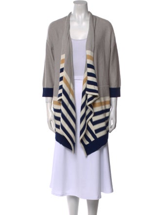 St. John Sport Striped Open Front Sweater