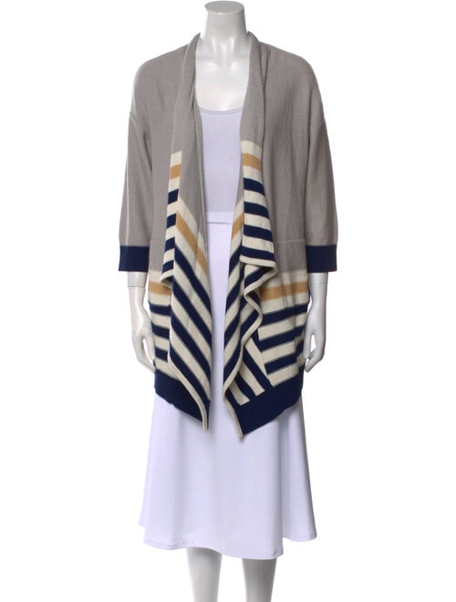 St. John Sport Striped Open Front Sweater