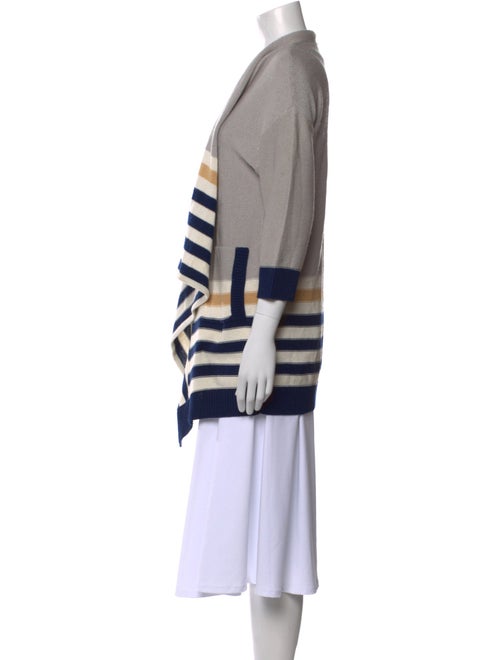 St. John Sport Striped Open Front Sweater
