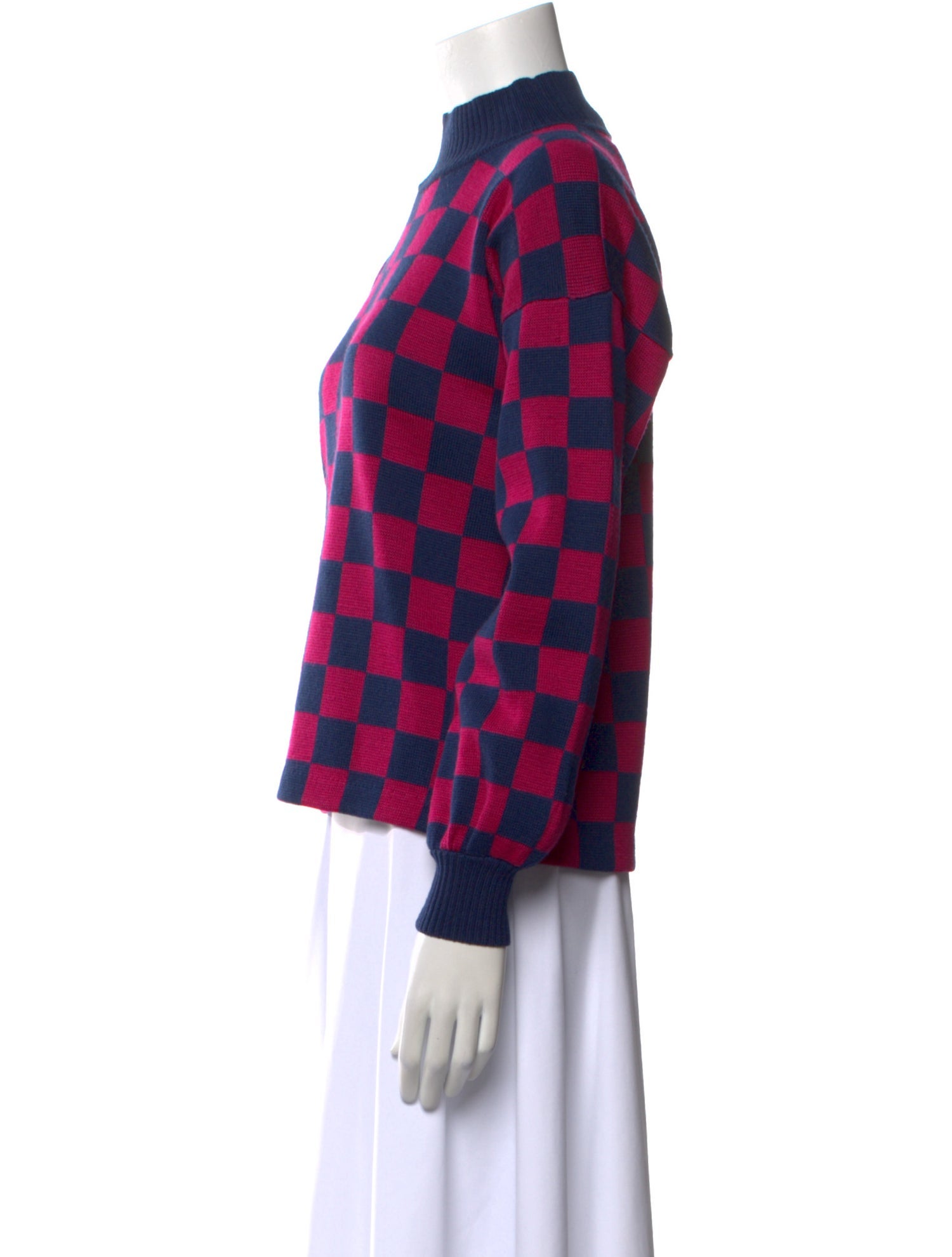 St. John Sport Plaid Print Mock Neck Sweater