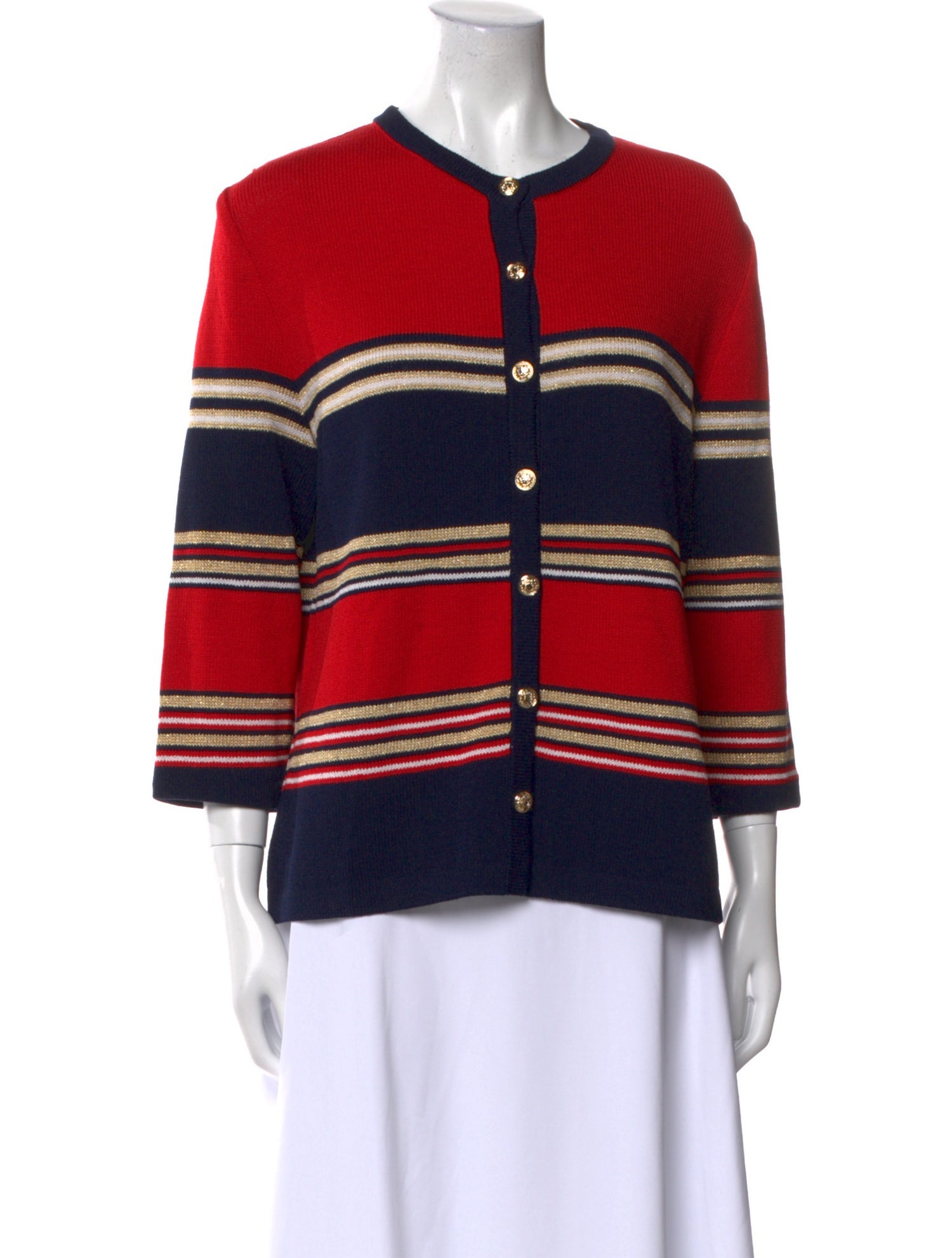 St. John Sport Colorblock Pattern Crew Neck Sweater