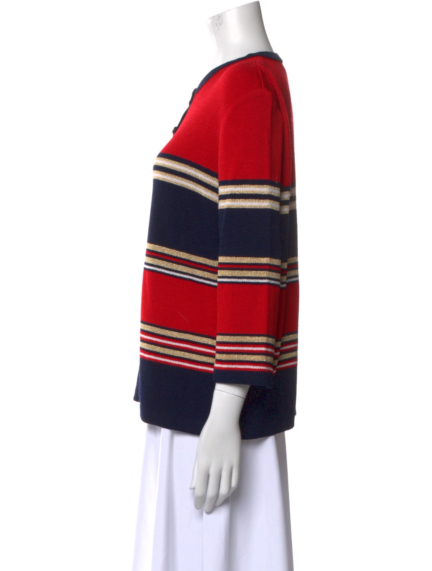 St. John Sport Colorblock Pattern Crew Neck Sweater