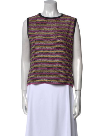 St. John Sport Striped Crew Neck Sweater