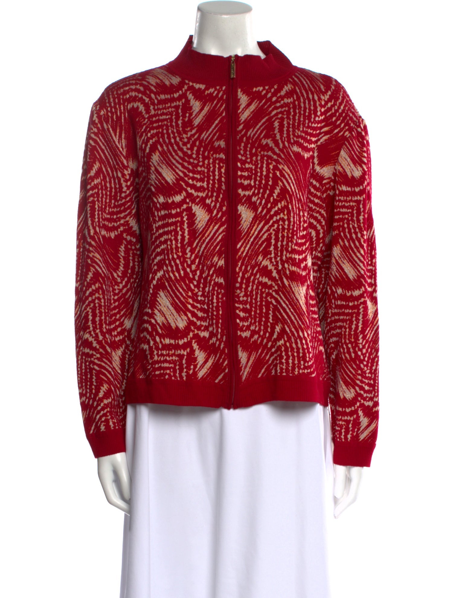 St. John Sport Printed Mock Neck Sweater