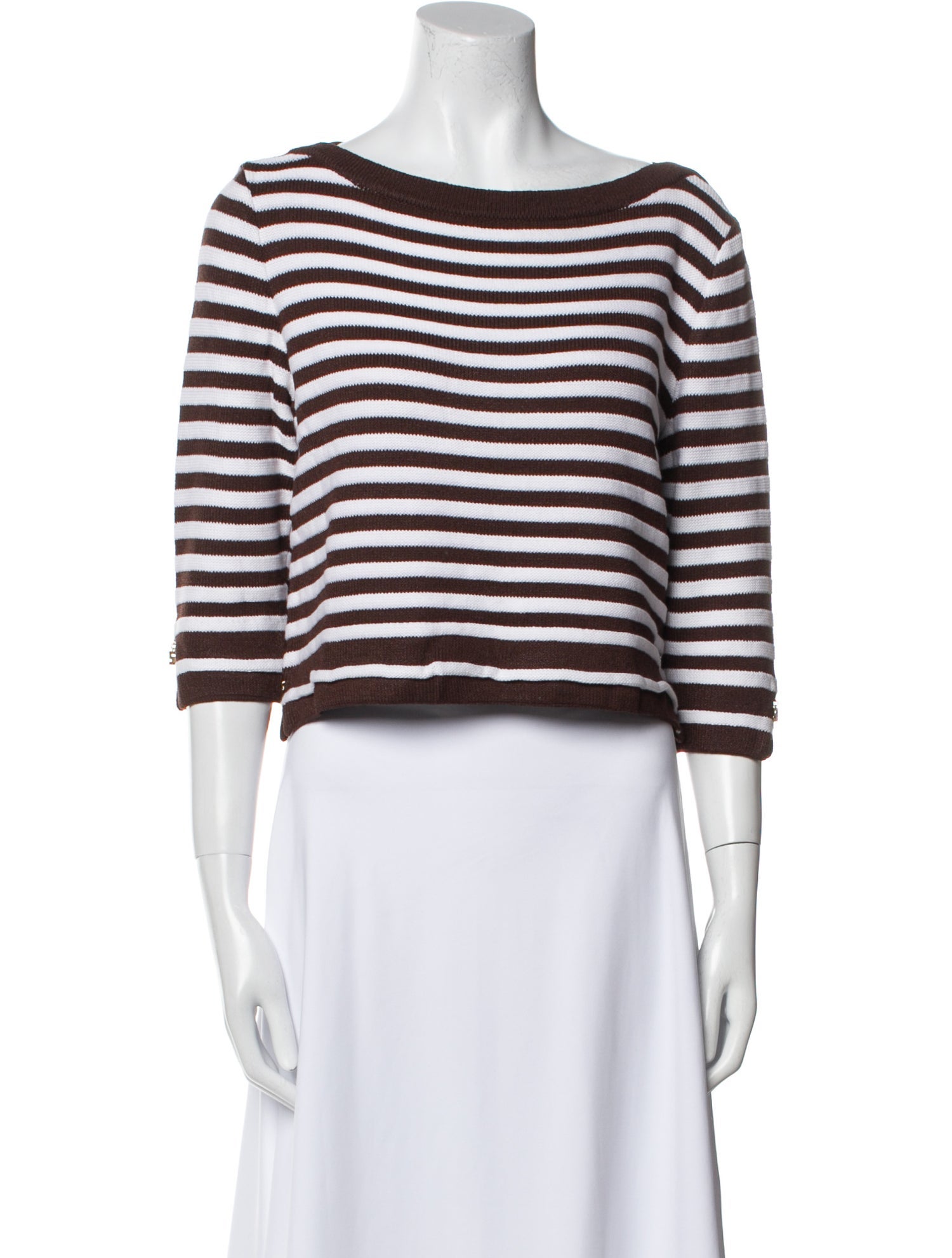 St. John Sport Striped Bateau Neckline Sweater