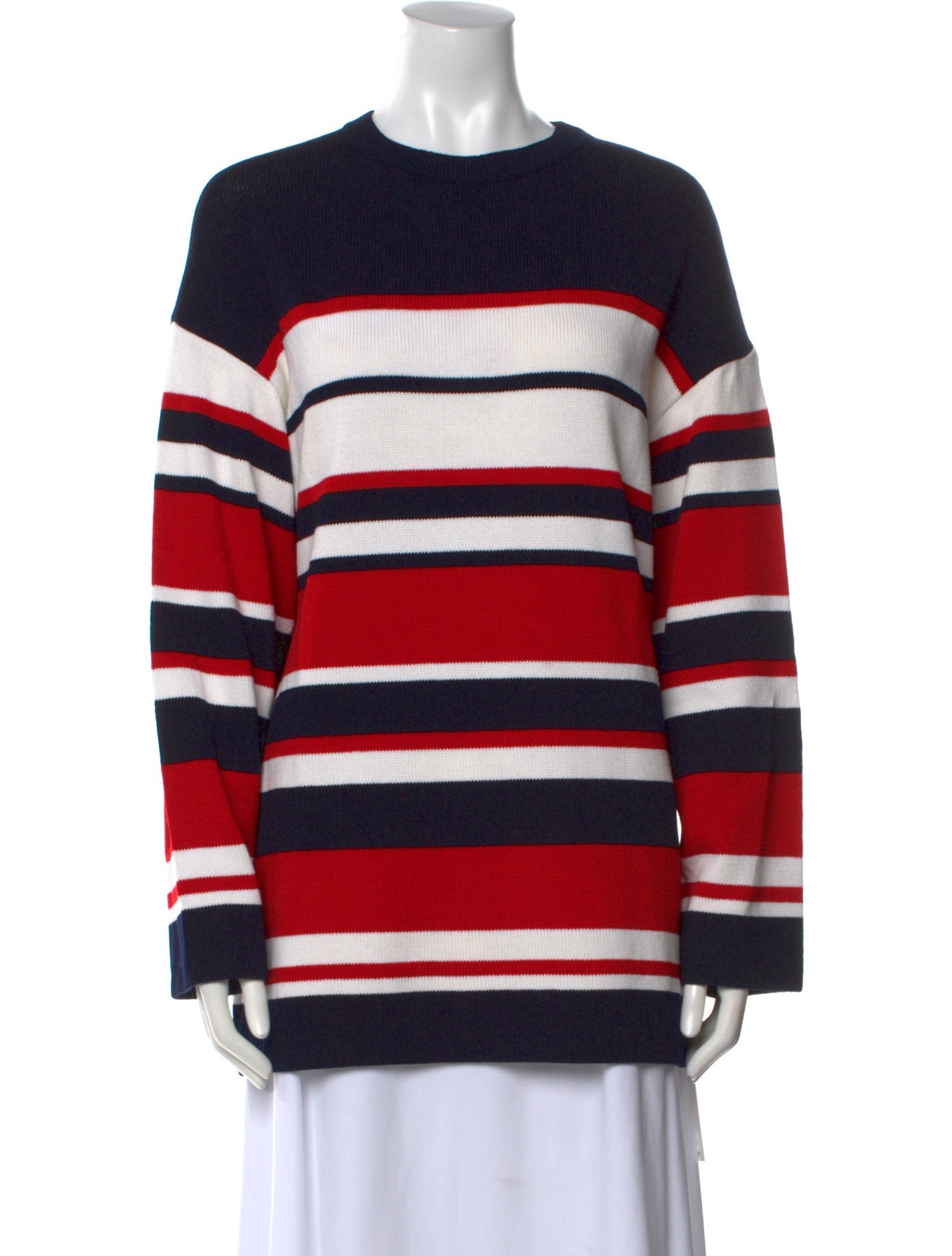 St. John Sport Striped Crew Neck Sweater