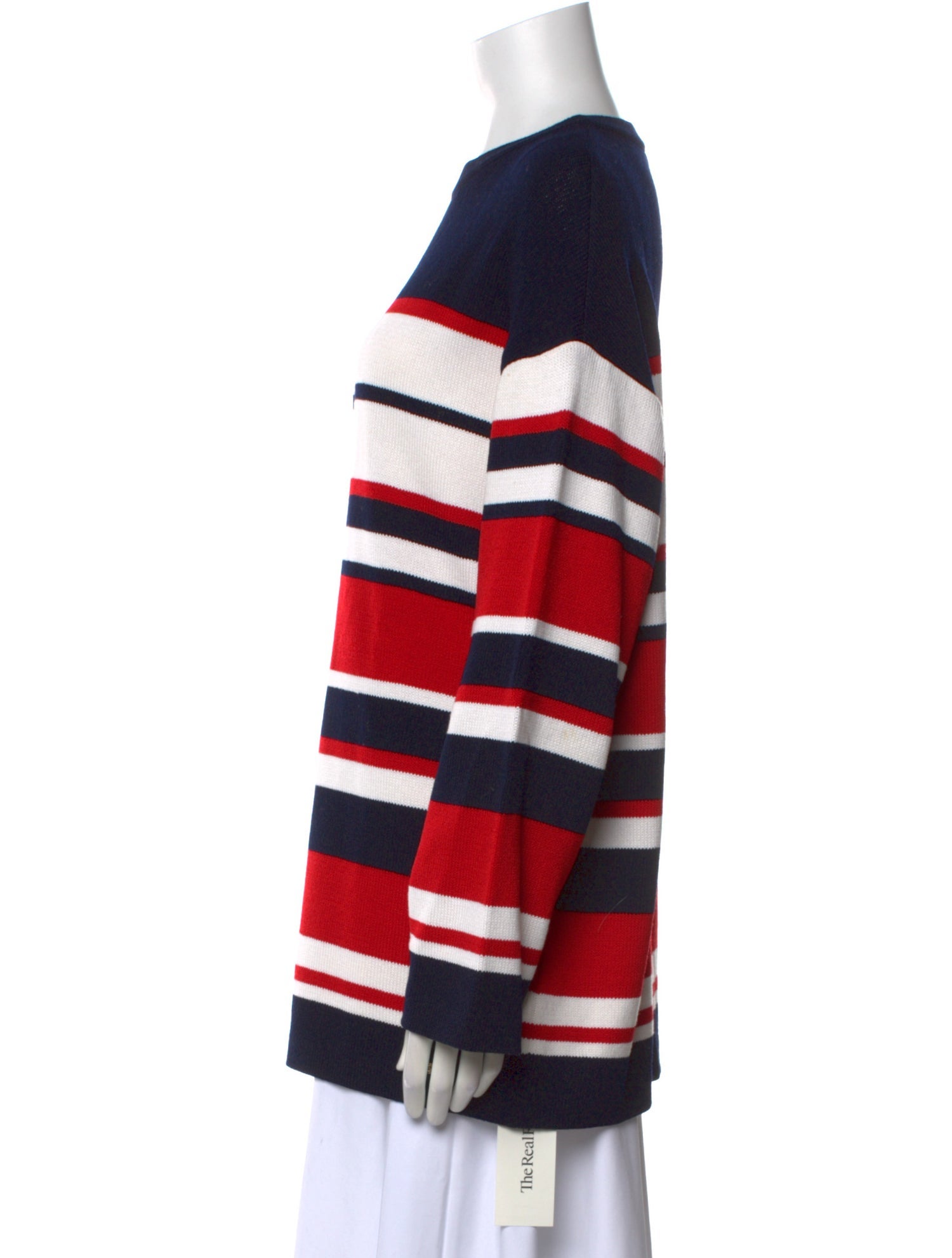 St. John Sport Striped Crew Neck Sweater