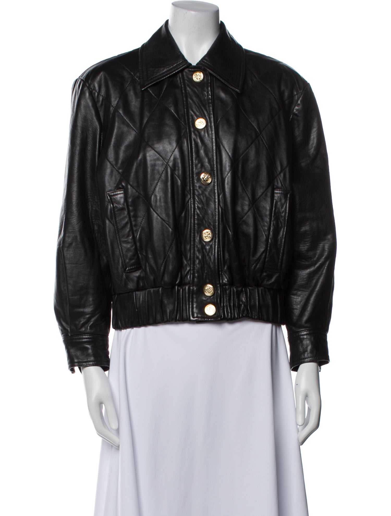 St. John Sport Leather Bomber Jacket