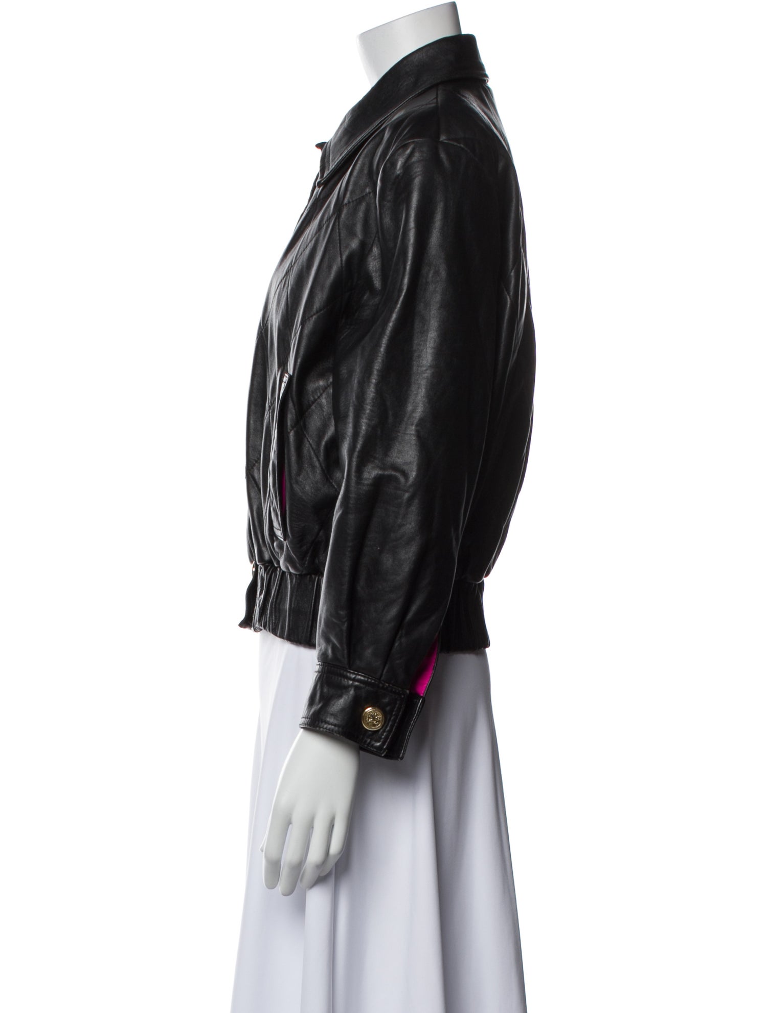 St. John Sport Leather Bomber Jacket