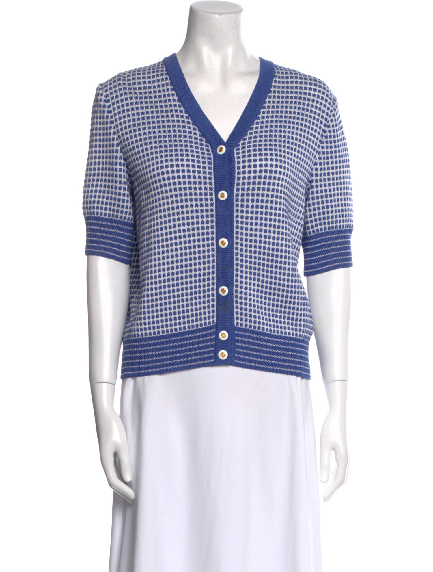 St. John Sport Printed V-Neck Sweater