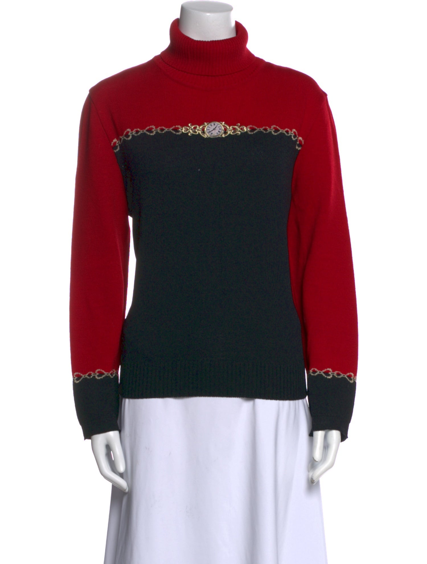 St. John Sport Wool Colorblock Pattern Sweater