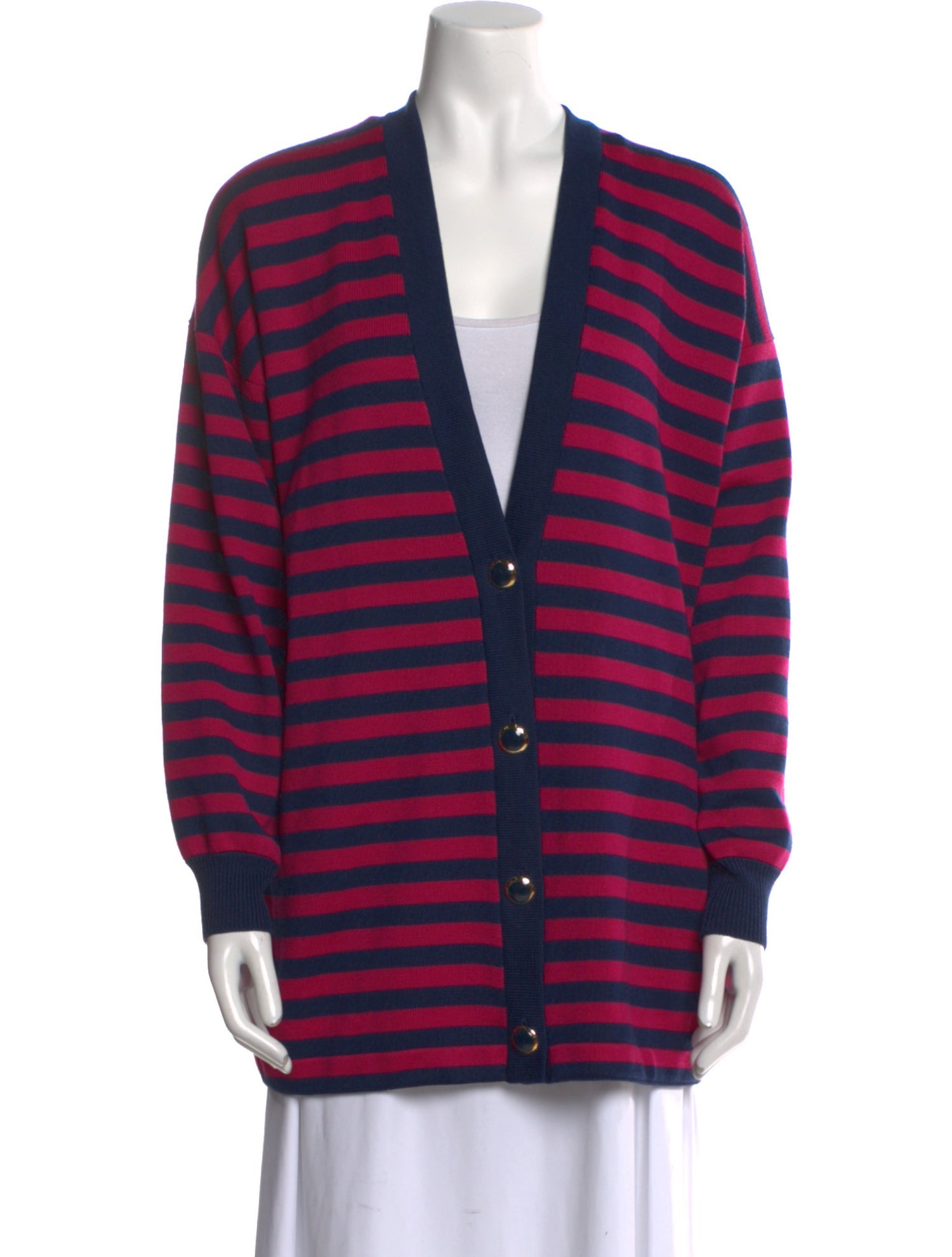 St. John Sport Striped V-Neck Sweater