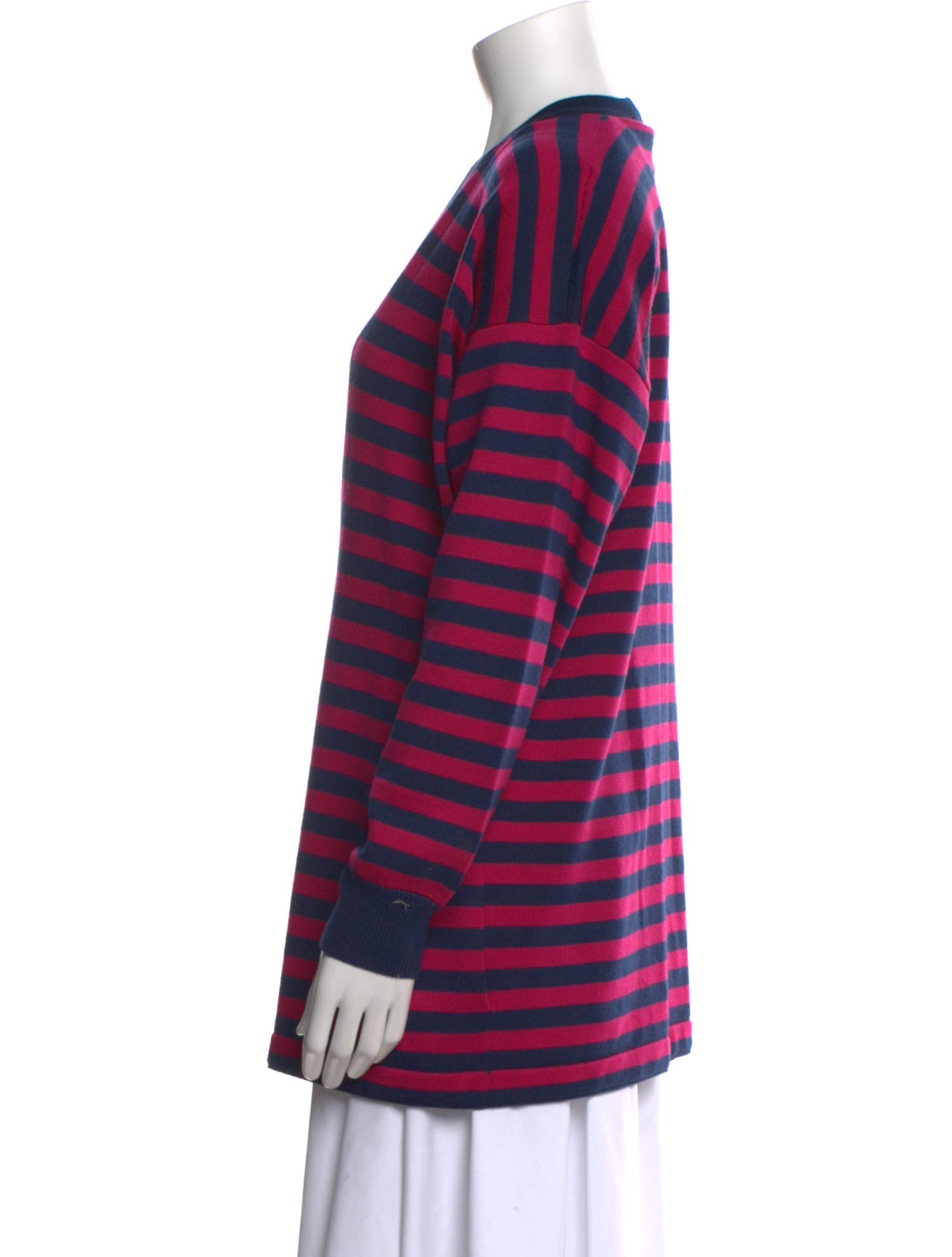 St. John Sport Striped V-Neck Sweater