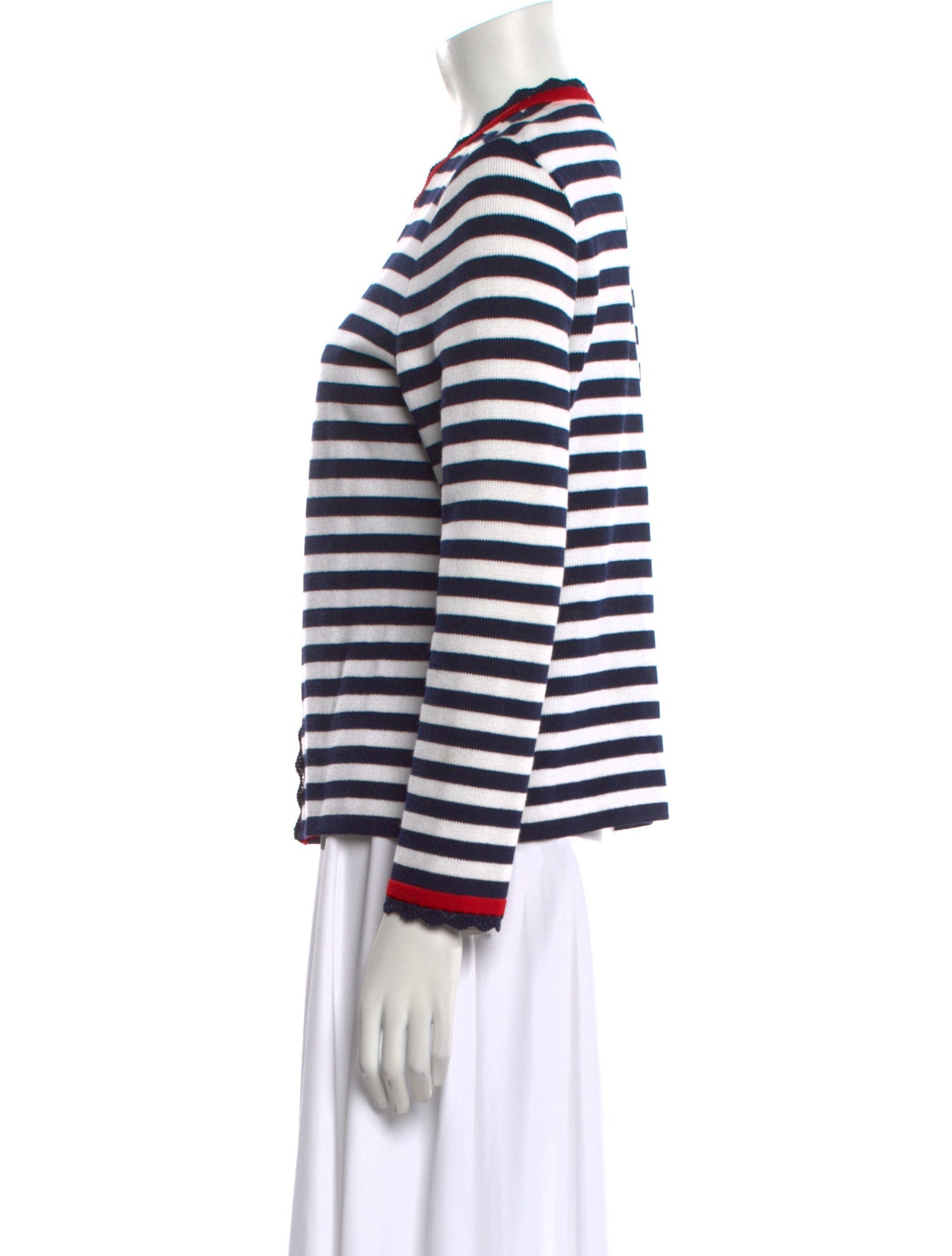 St. John Sport Striped V-Neck Sweater
