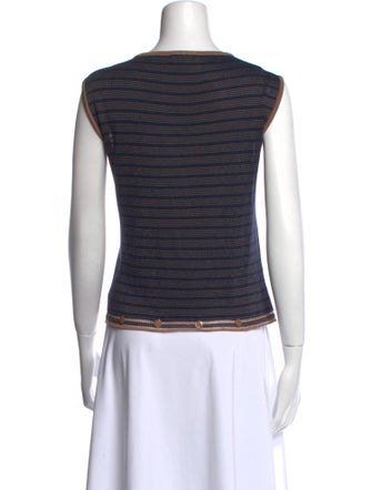 St. John Sport Striped V-Neck Sweater