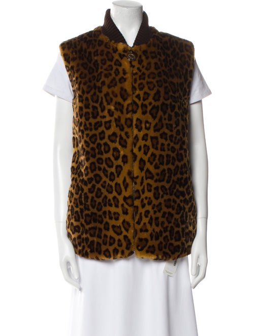 St. John Sport Faux Fur Animal Print Vest