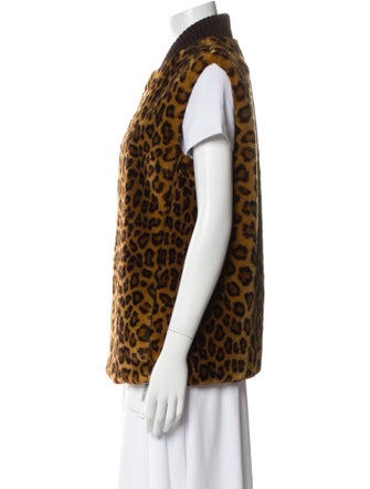 St. John Sport Faux Fur Animal Print Vest