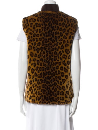St. John Sport Faux Fur Animal Print Vest