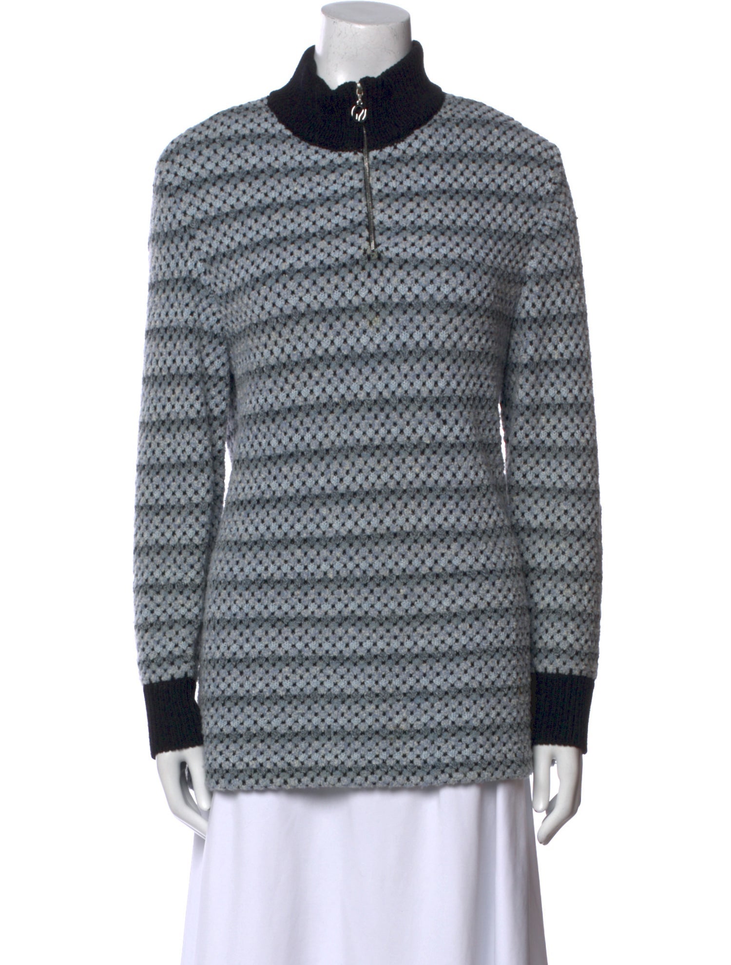 St. John Sport Striped Turtleneck Sweater