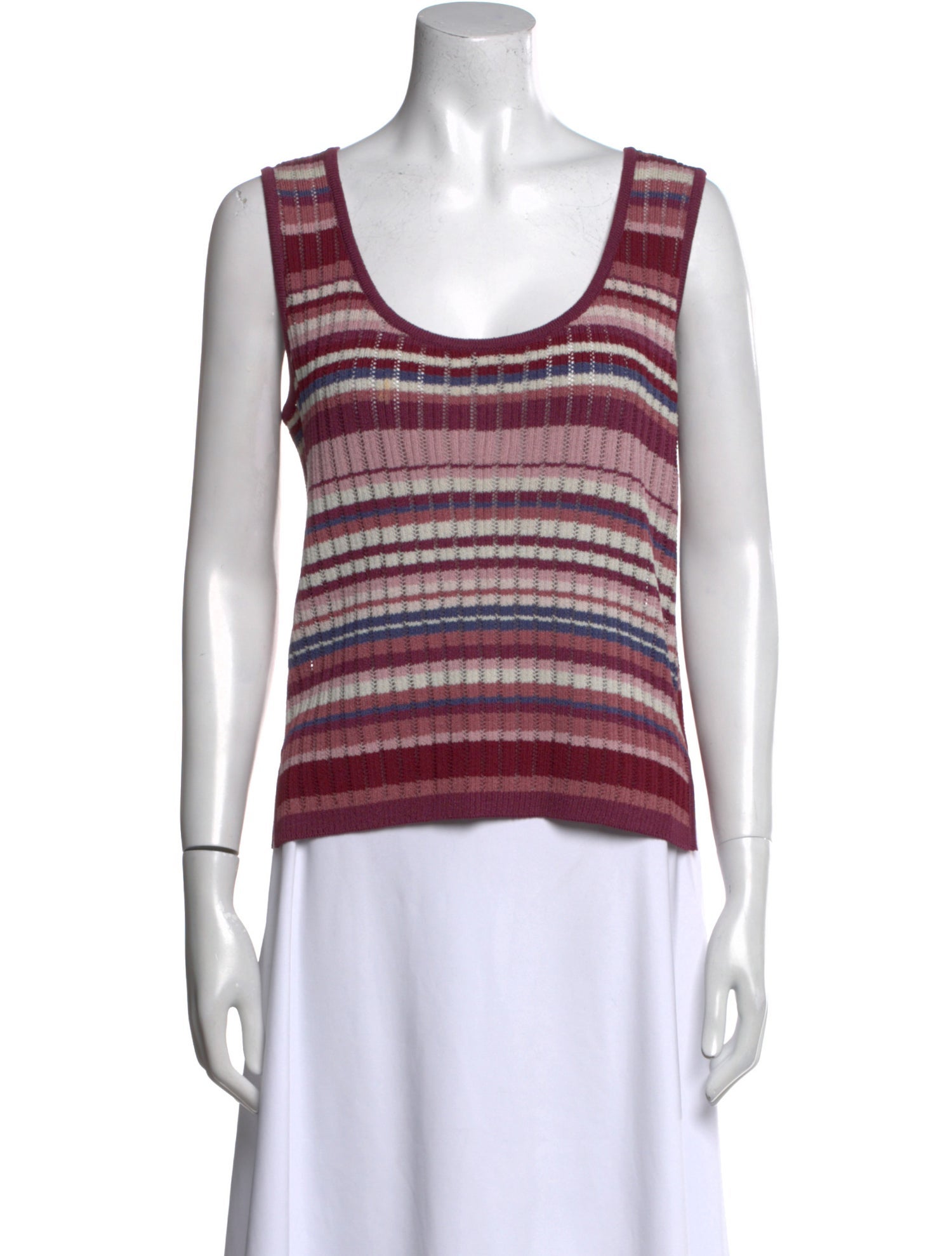 St. John Sport Striped Scoop Neck Sweater