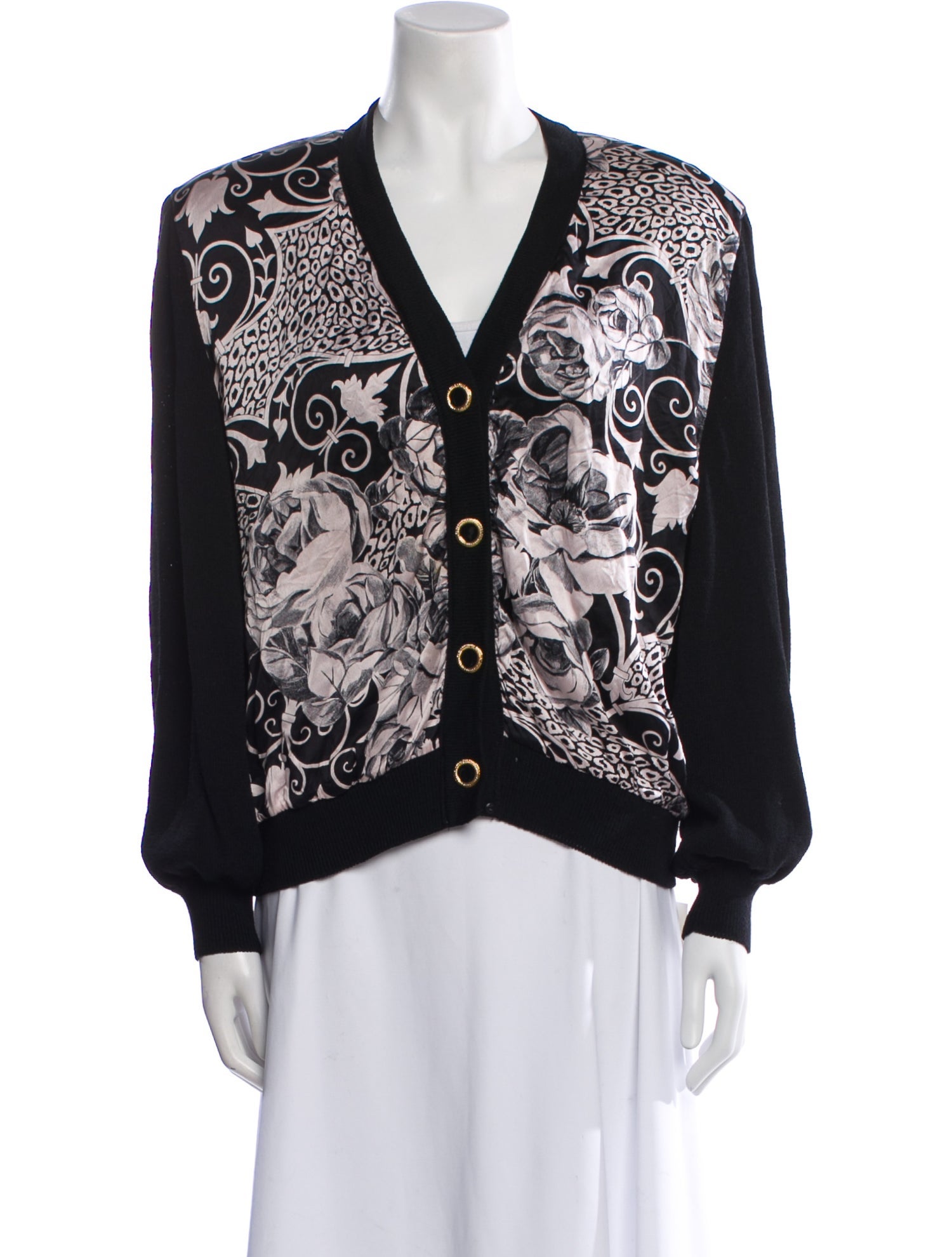 St. John Sport Printed V-Neck Sweater