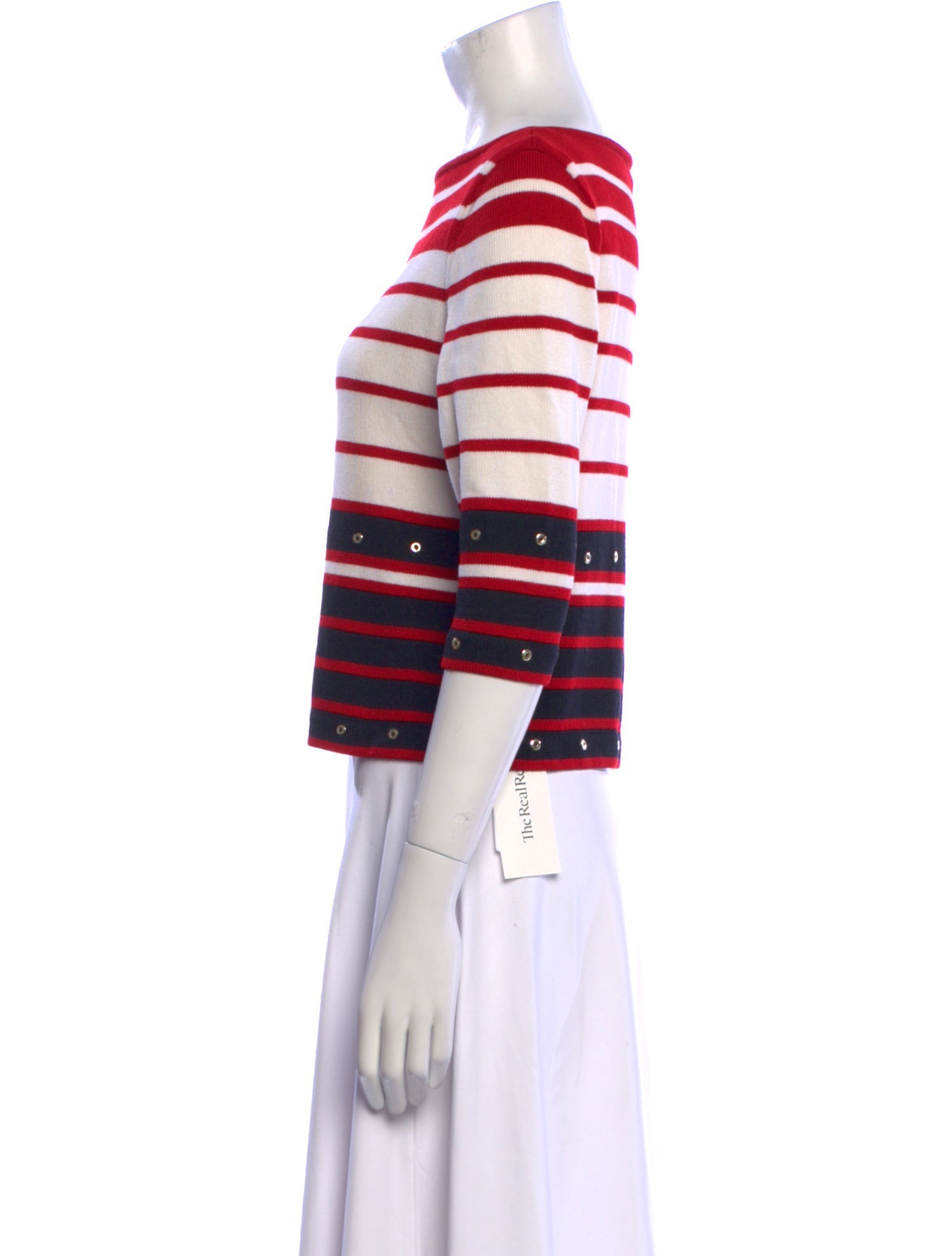 St. John Sport Striped Bateau Neckline Sweater