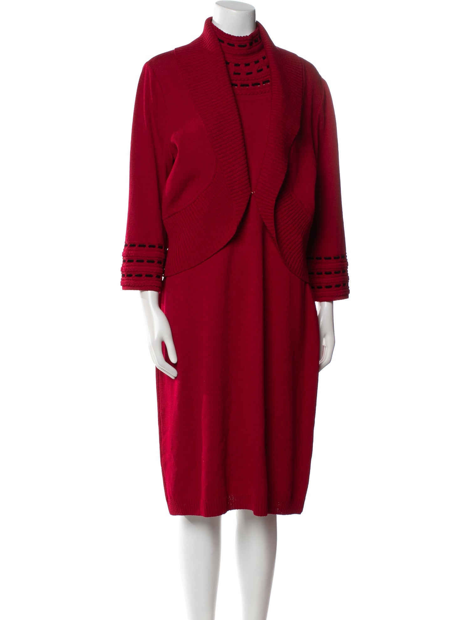 St. John Sport Wool Crochet Trim Dress Set